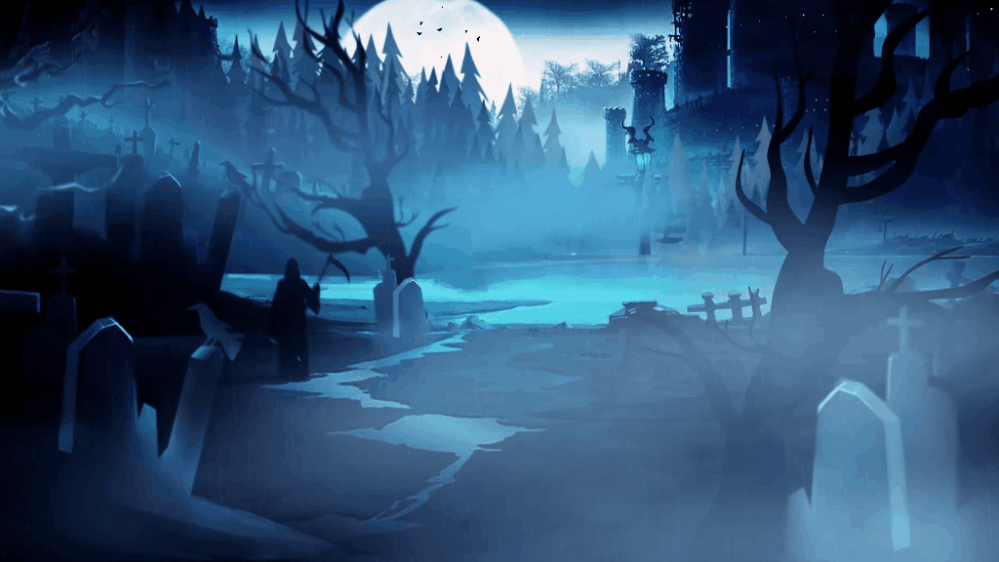 vtuber background-castle blue night
