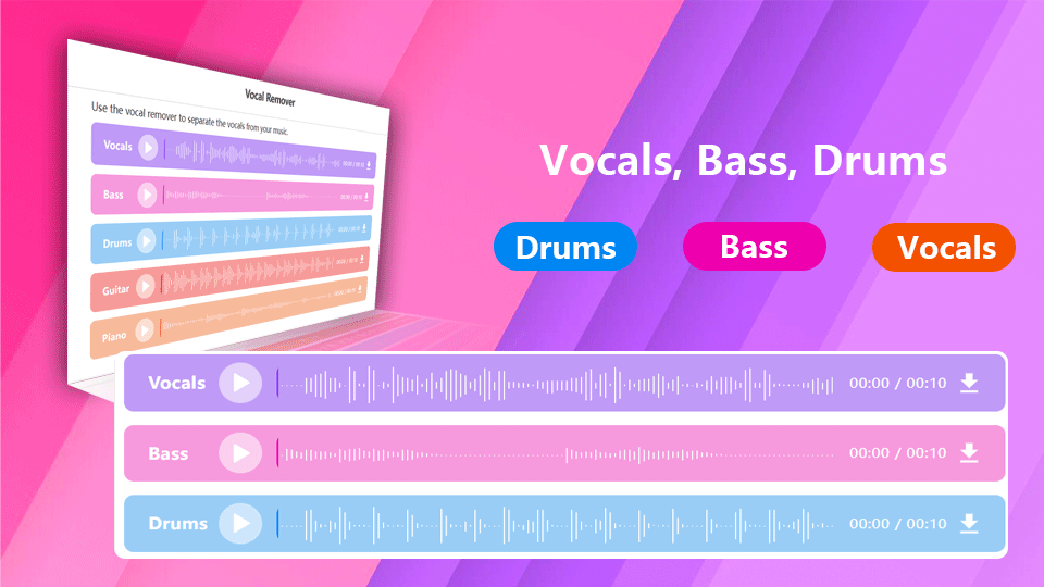 Remove vocals, bass and drums with Vocal Remover