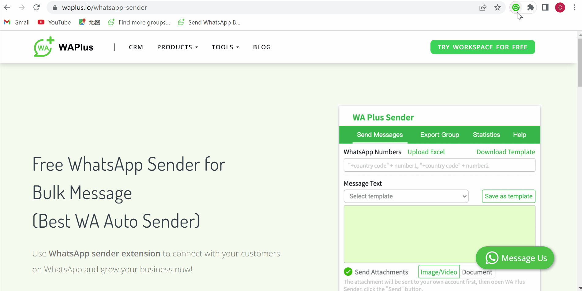 How do i use waplus sender extension 