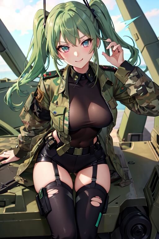 AI generated hot girl in camouflage