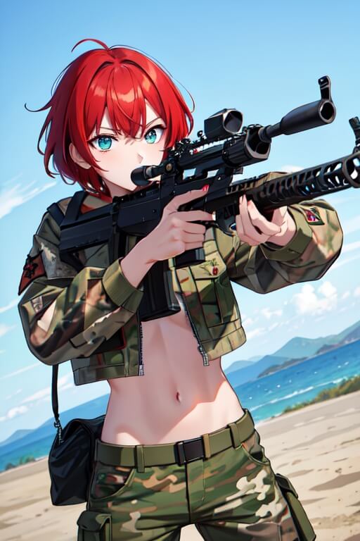 AI anime girl with weapon