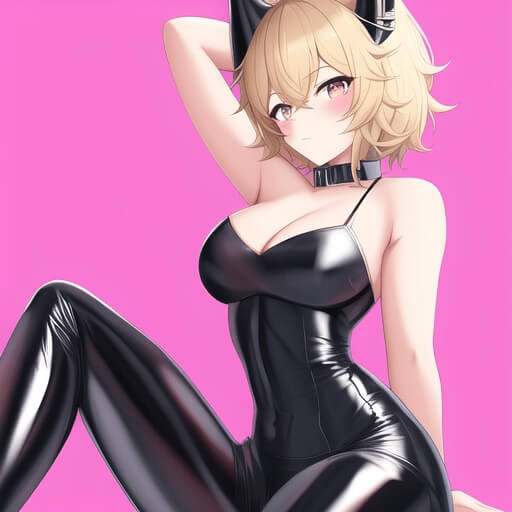 AI generated femboy in tight leather jacket