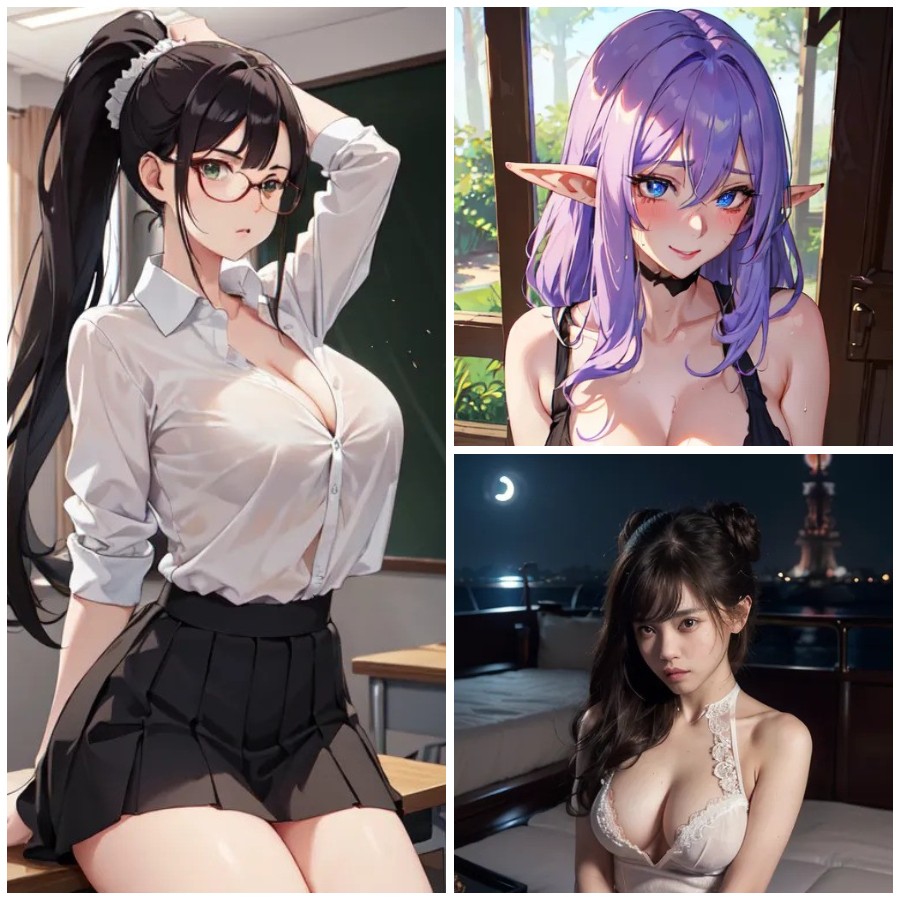 ai r18 art with anime and realistic style