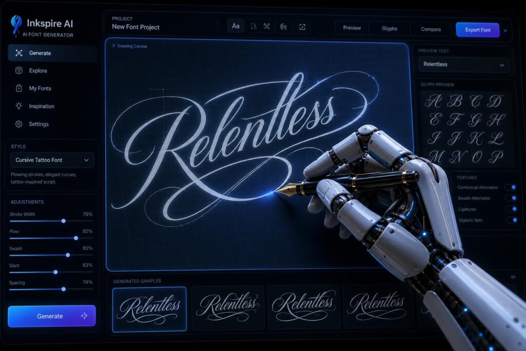 AI tattoo font generator magic.