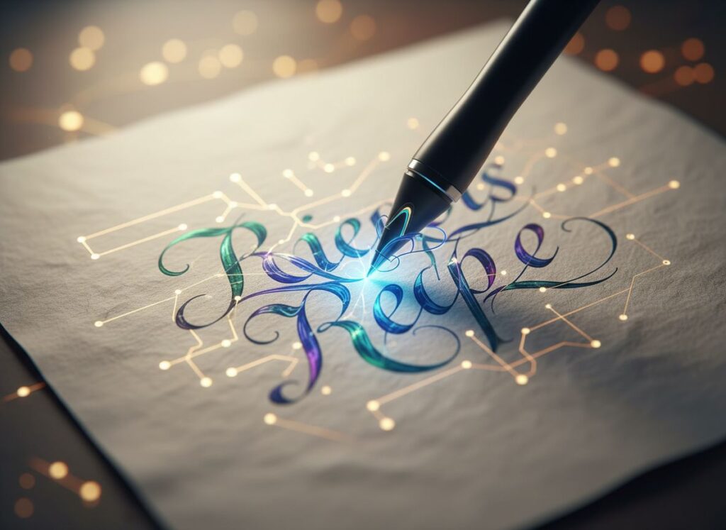 Generative calligraphy and AI wedding ceremony font expression.