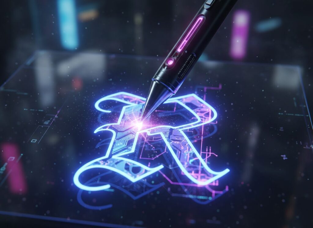 AI-driven generative gothic lettering tool creating custom strokes.