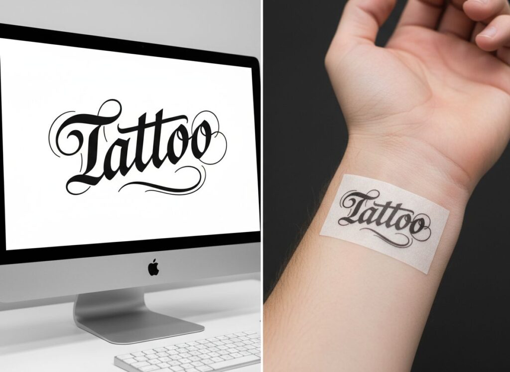 Scale test for custom tattoo lettering fonts