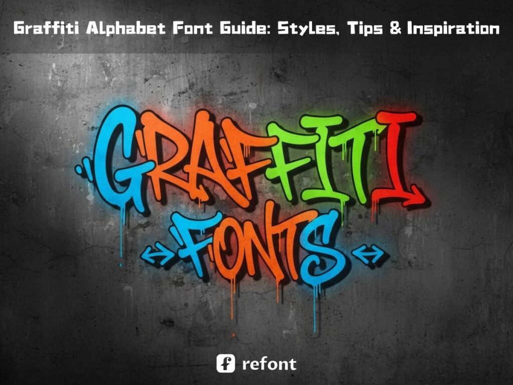 Graffiti alphabet font styles on a concrete wall