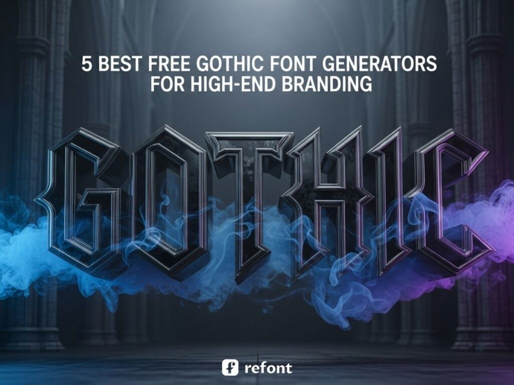 High-end 3D chrome gothic typography for digital branding.