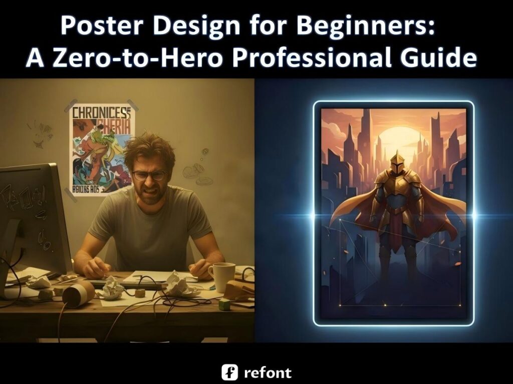 Comparison between a messy draft and a professional Poster Design
