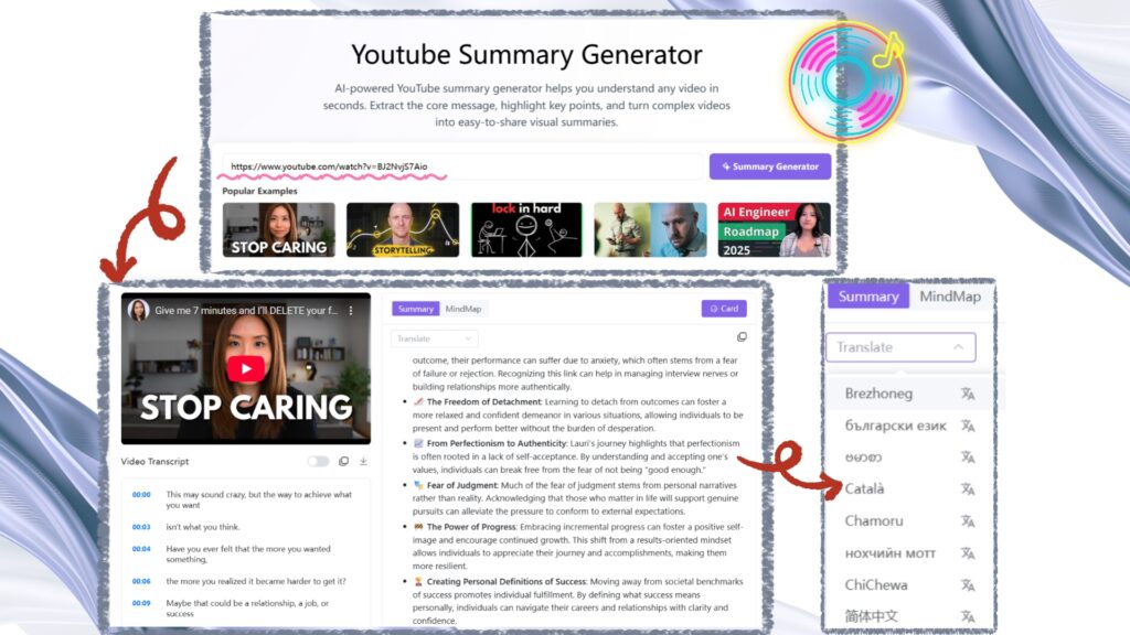 Generate Summaries to Cite YouTube Videos with VDraw
