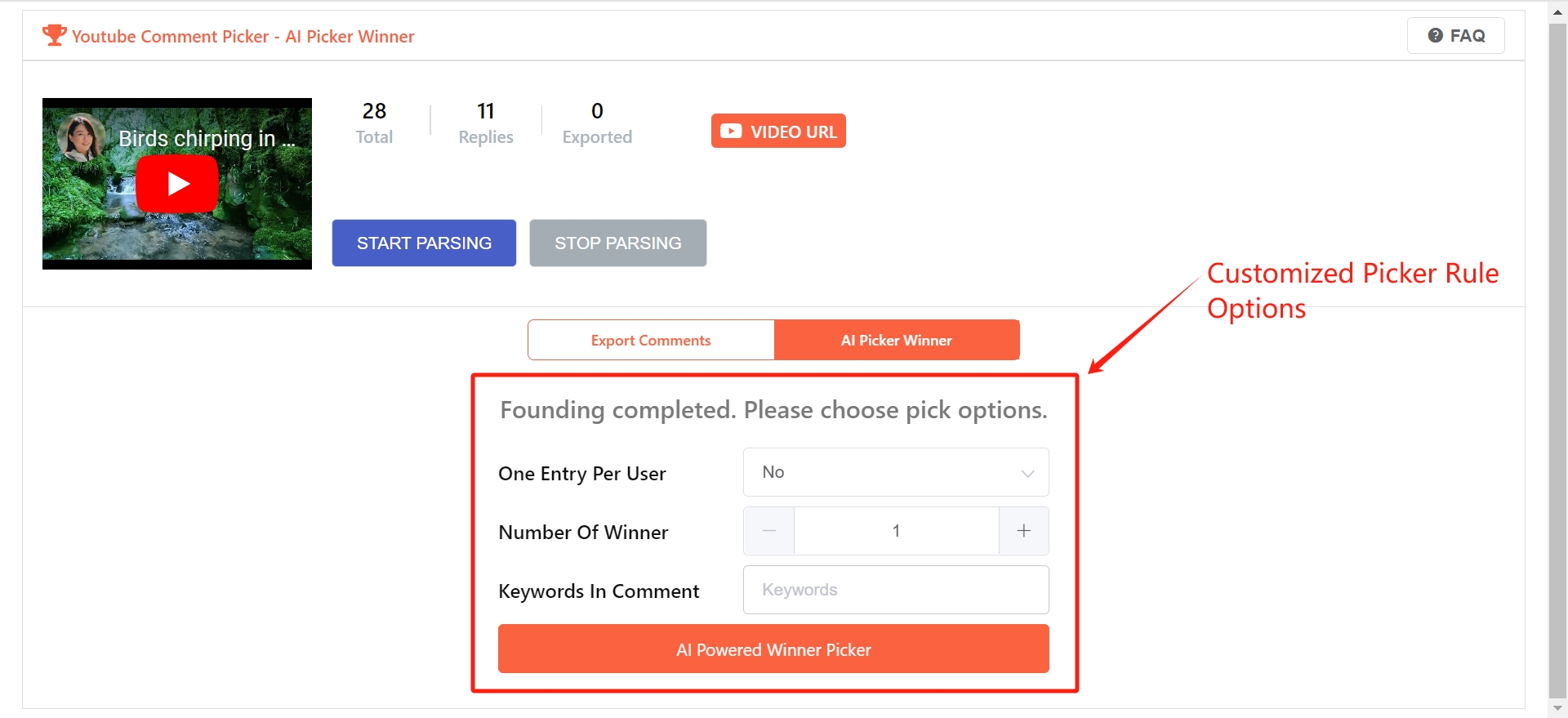 Comment Picker Youtube Customized Picker Rule Options