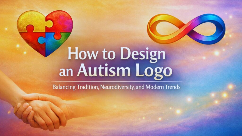 Autism logo featuring a heart-shaped puzzle symbol and a colorful gradient infinity symbol, representing unity and neurodiversity.
