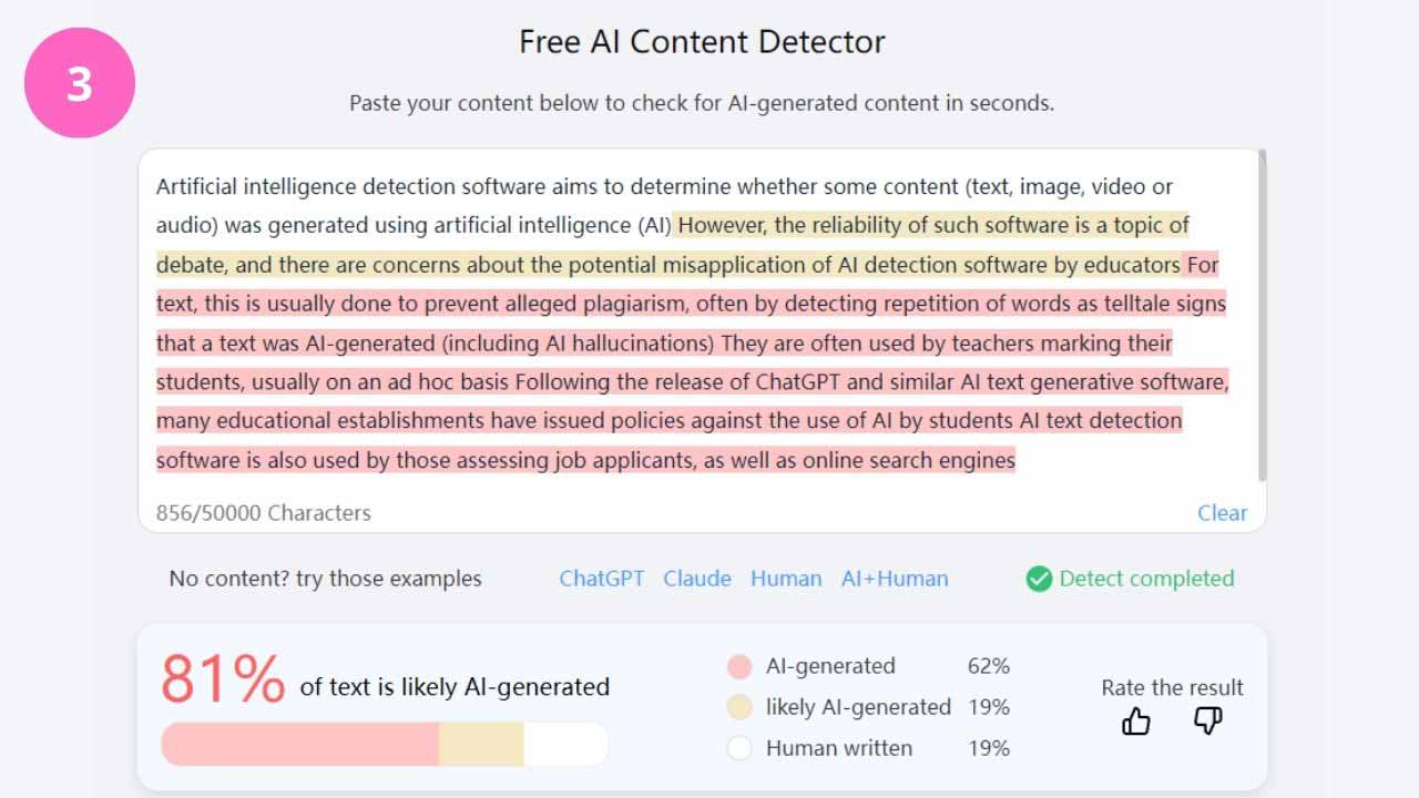 result of ai detecte