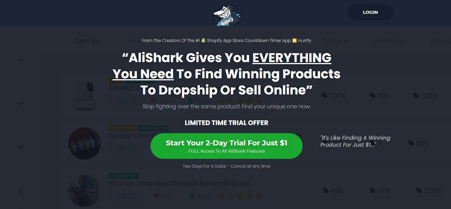AliShark - dropship product researcb tool