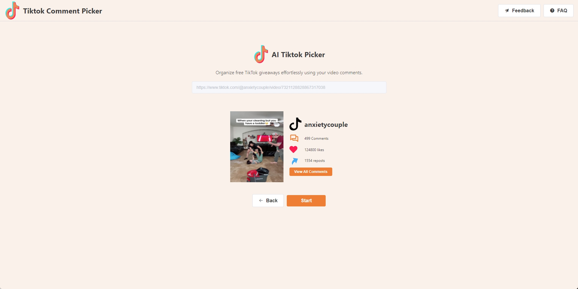 Tiktok Comment Picker Operation Page