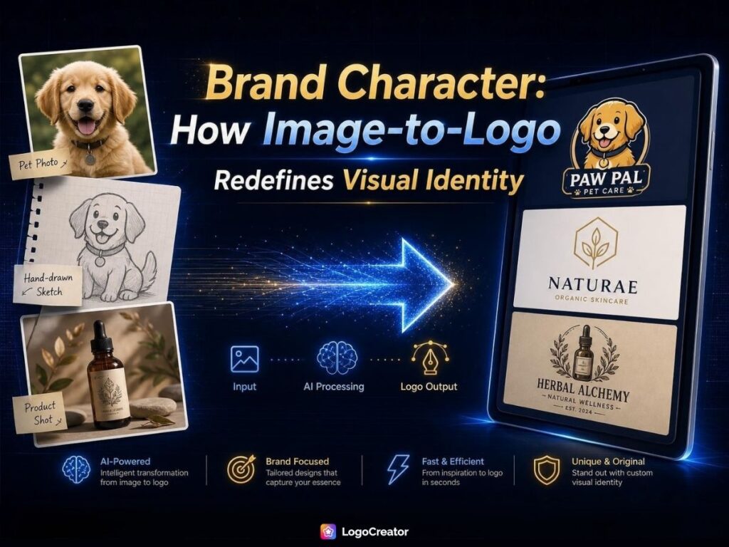 A picture showing reference photos converted into professional brand character logos