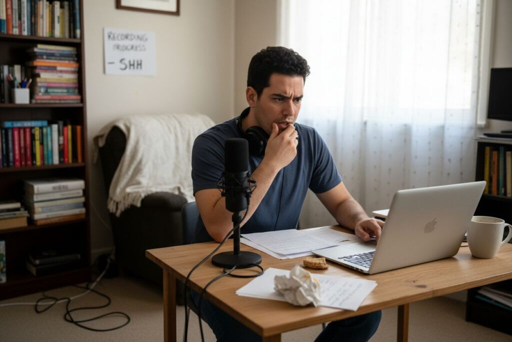 A creator is recording his Own British Accent Voice.