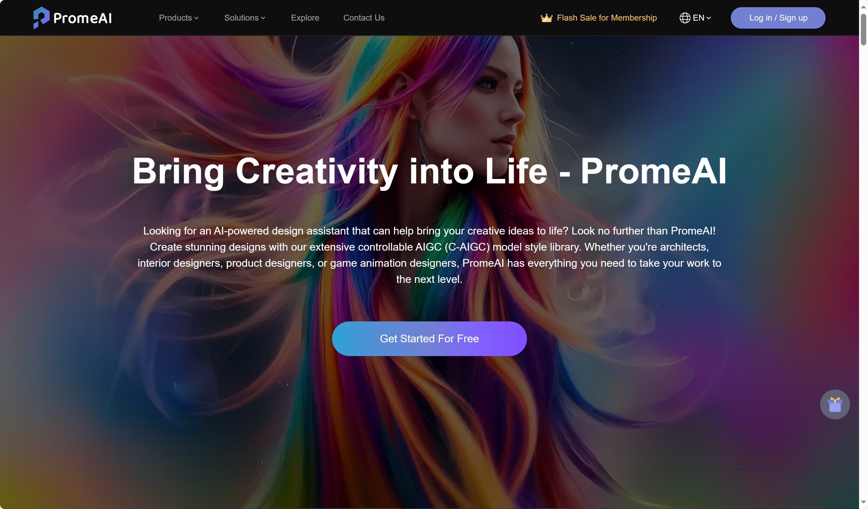 home page for PromeAI