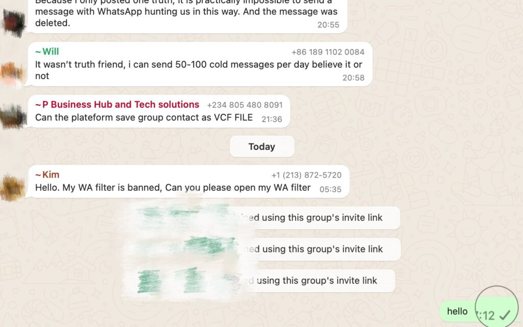 One Check Mark on WhatsApp Group