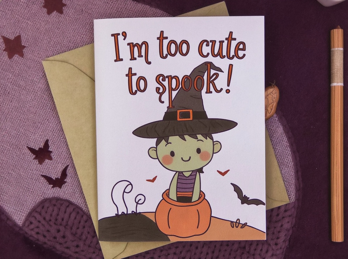 I’m too cute to spook halloween card
