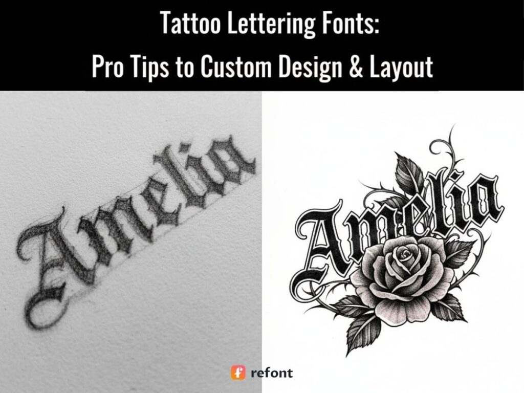 Custom tattoo lettering fonts with floral fusion