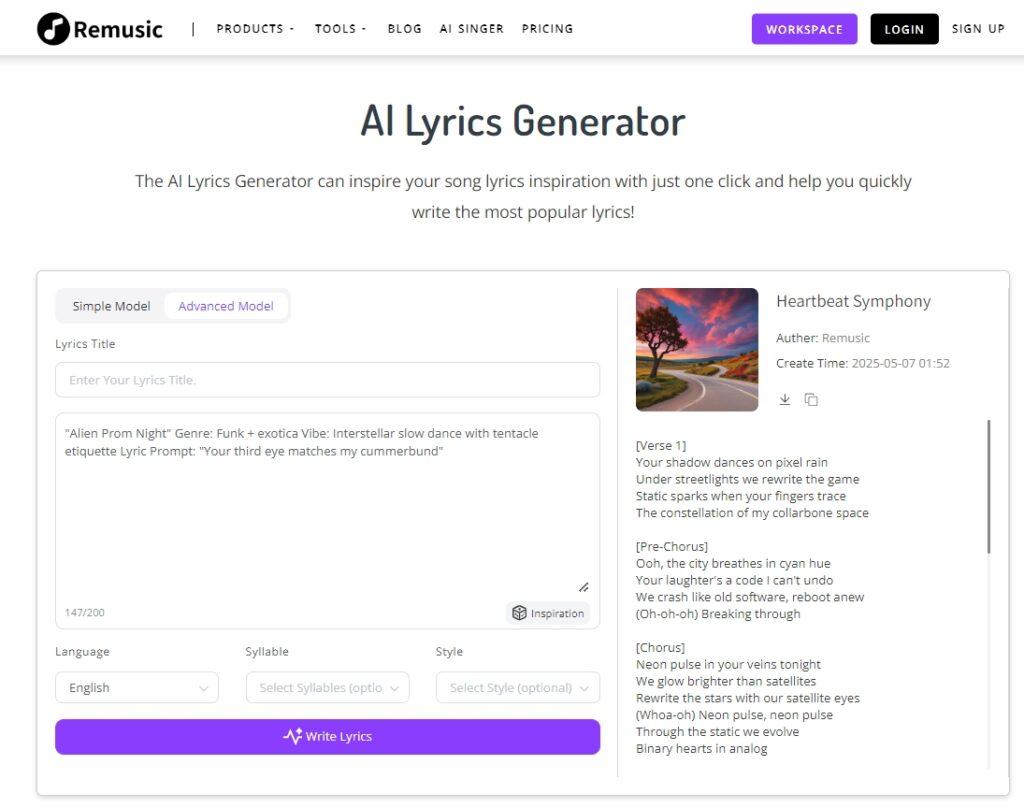 Remusic's-Music-into-Lyrics-Tool
