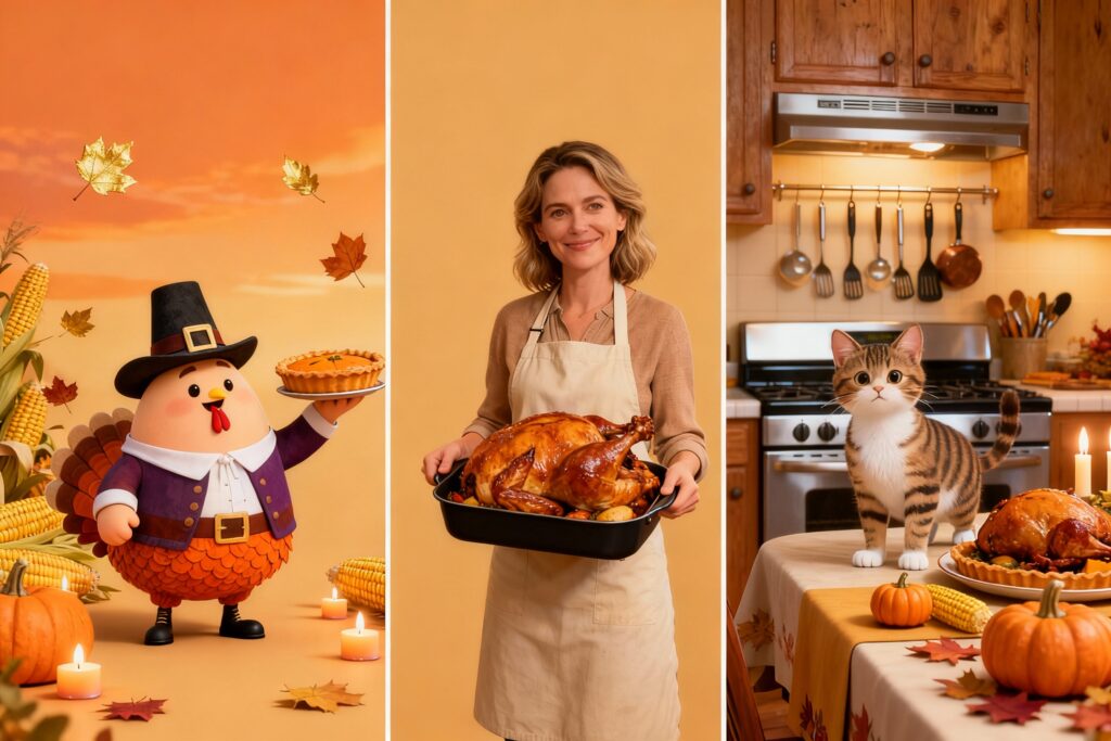 make thanksgiving videos with AI