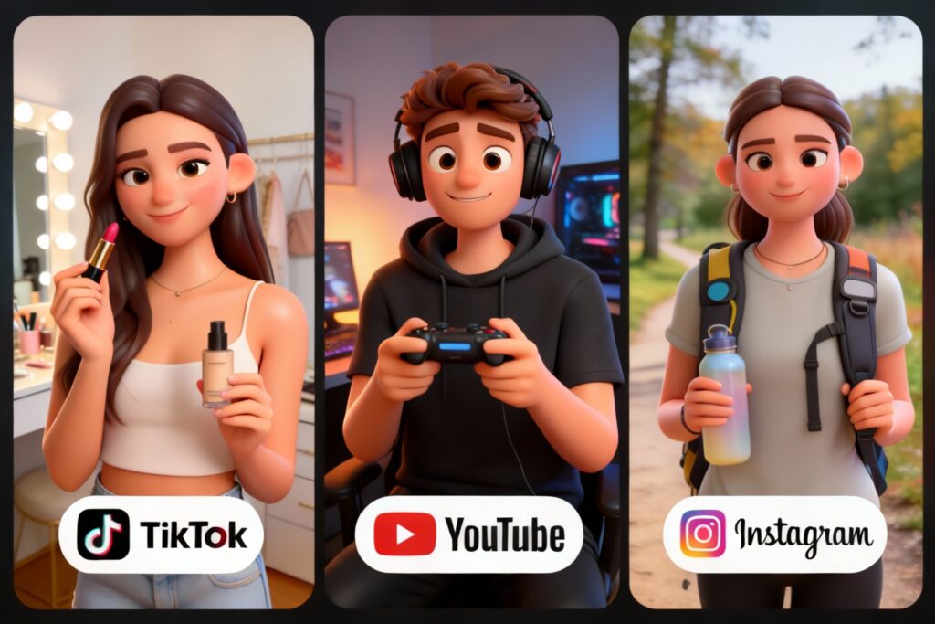 3d cartoon for social media