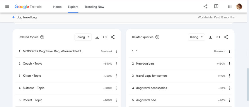 find niche google trends