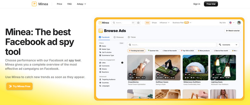 minea facebook ad spy tool