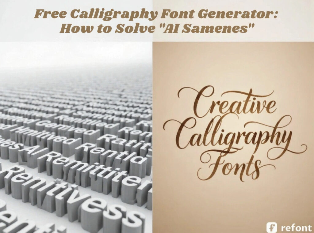 Free calligraphy font generator illustrating visual differentiation in AI content
