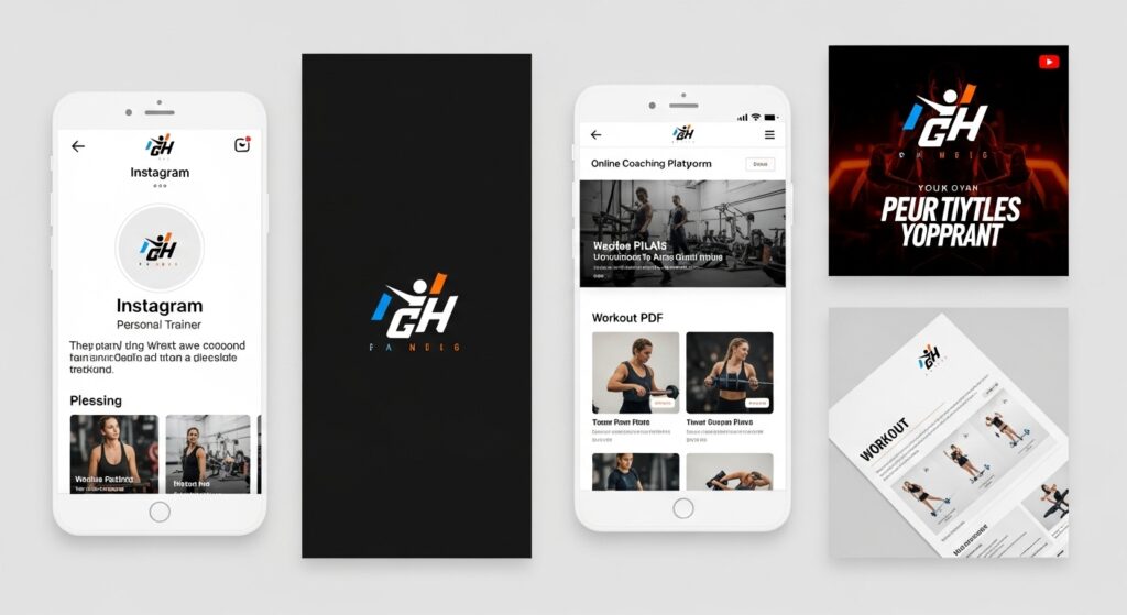 Professional gym logo for personal trainers applied across Instagram, online coaching platforms, and digital products