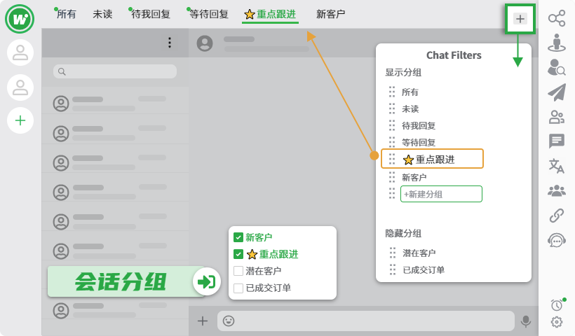 WhatsApp会话分组