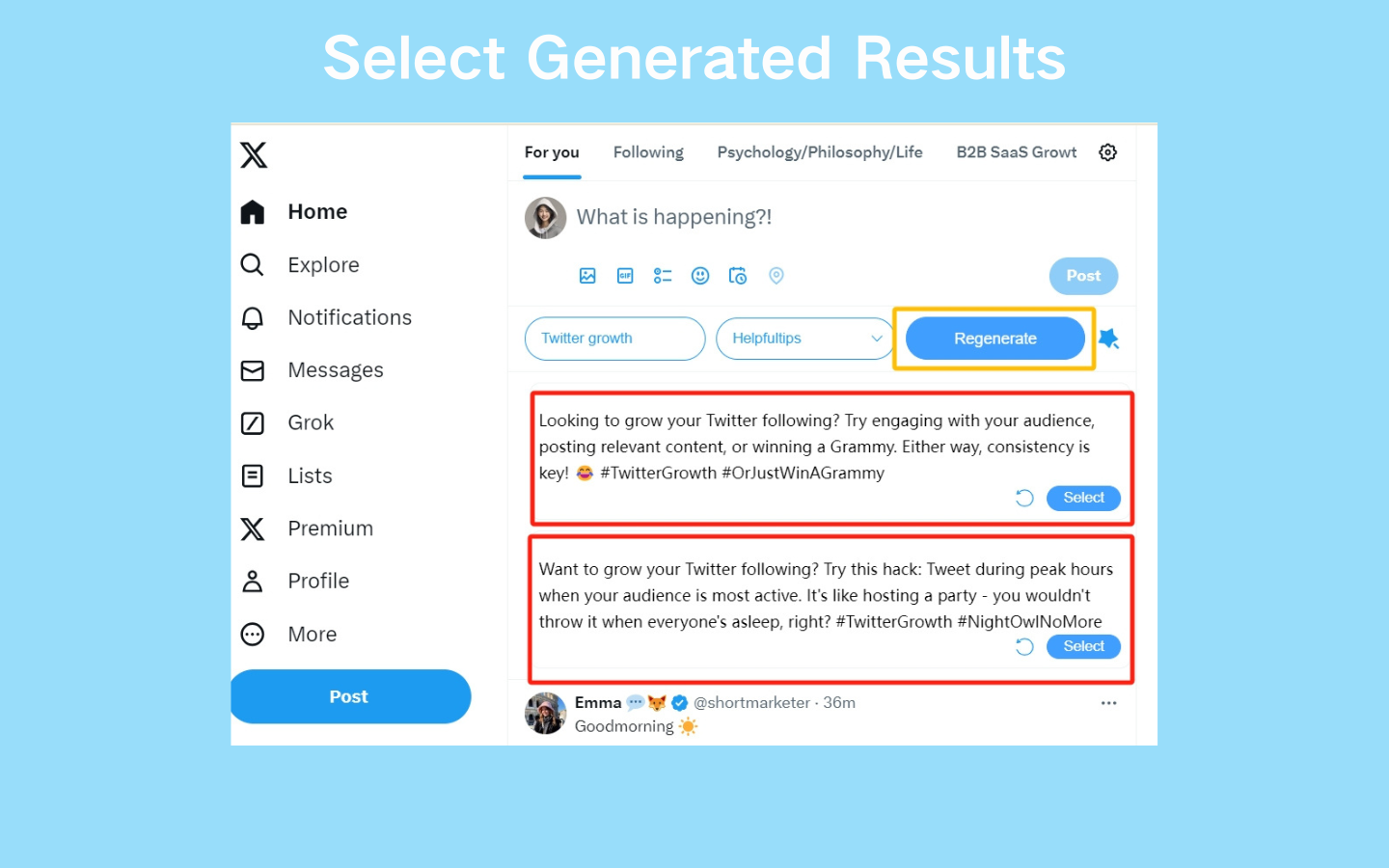 Step 3:  Select Generated Results  