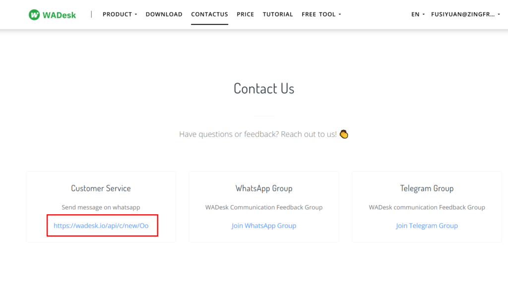 WhatsApp contacts router link