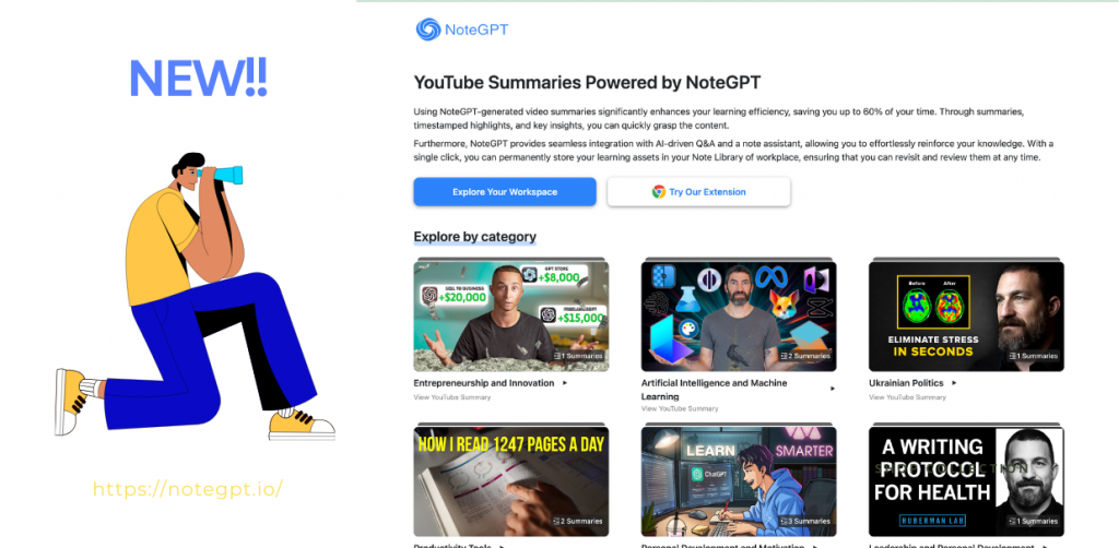 Exploreing YouTube and Article Summary Library.-NoteGPT