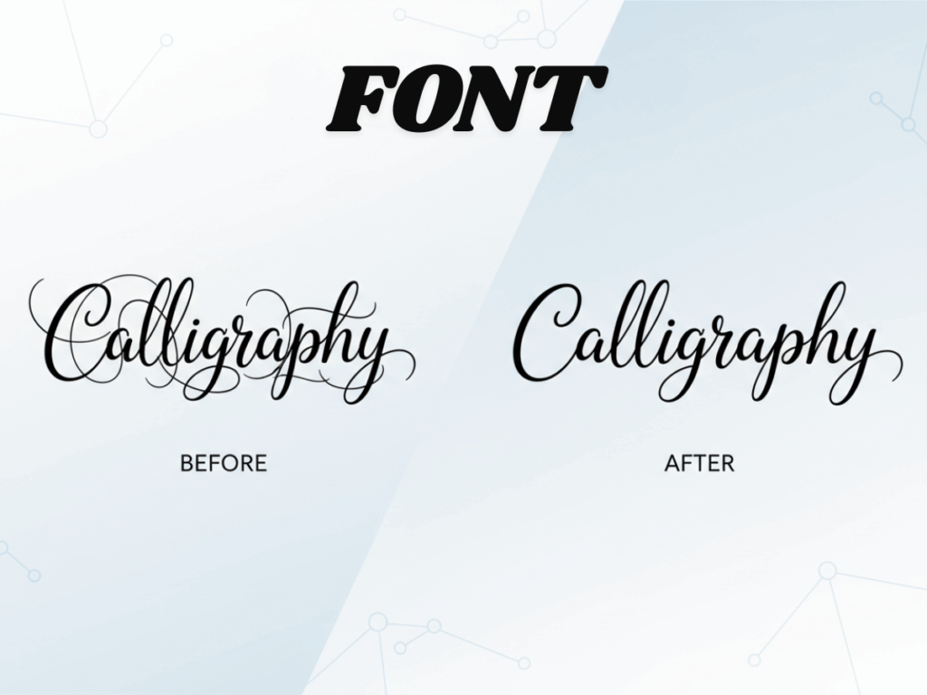 calligraphy font spacing issues before and after using a calligraphy font generator