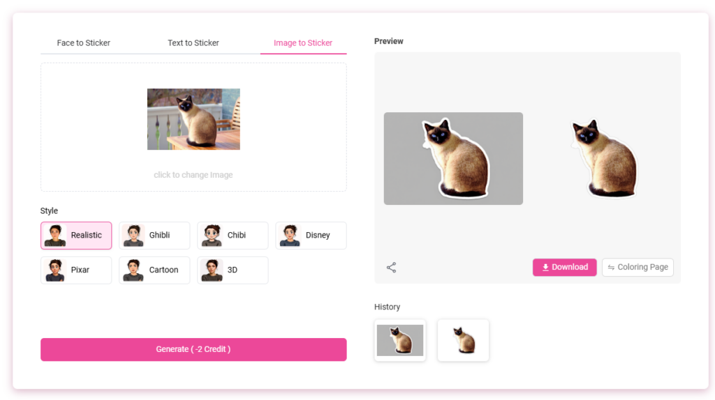Turn your cat‘s photo into a sticker