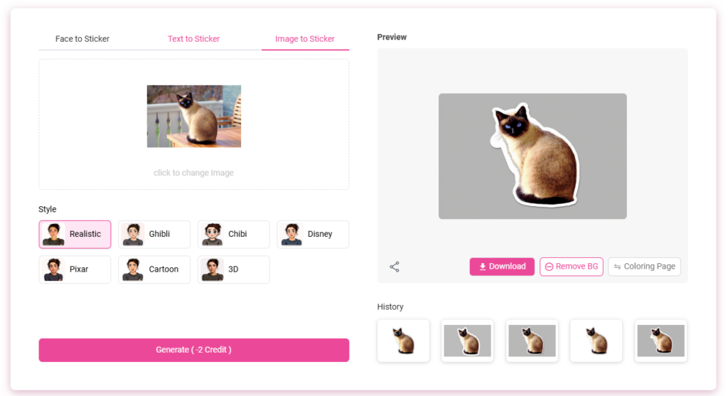 convert cat photo into sticker