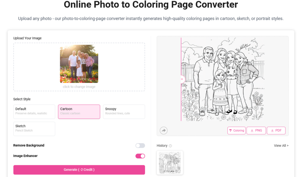 Turn photo into coloring page