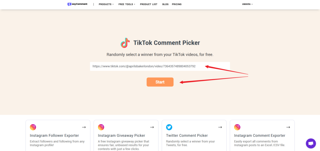 TikTok Comment Picker Step - 1- EasyComment