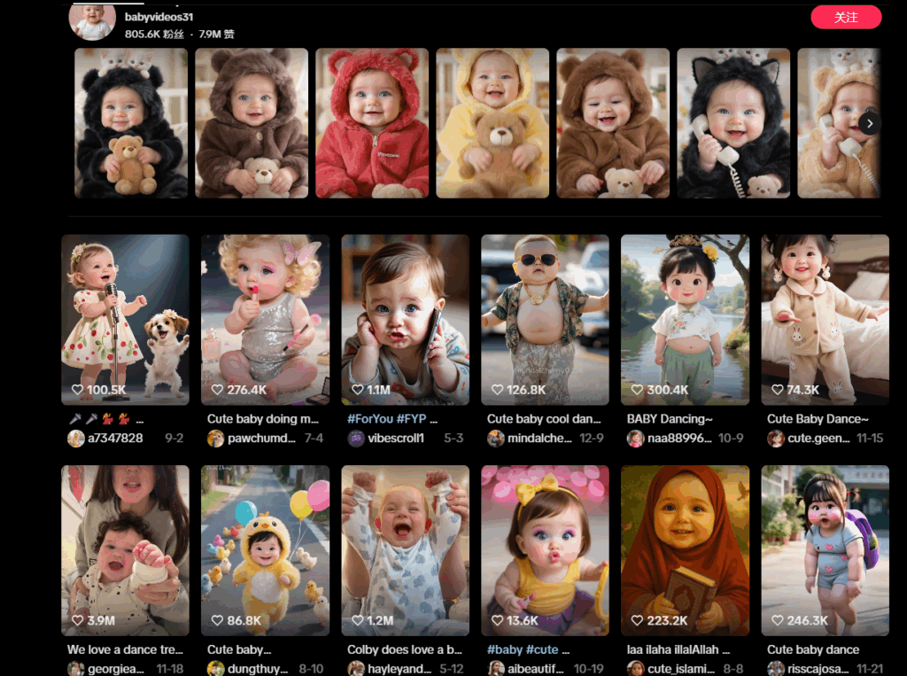 Baby AI videos gain massive views on TikTok platform