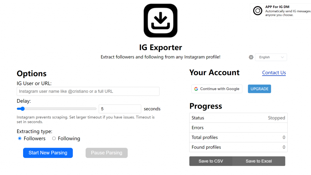 ig follower export tool