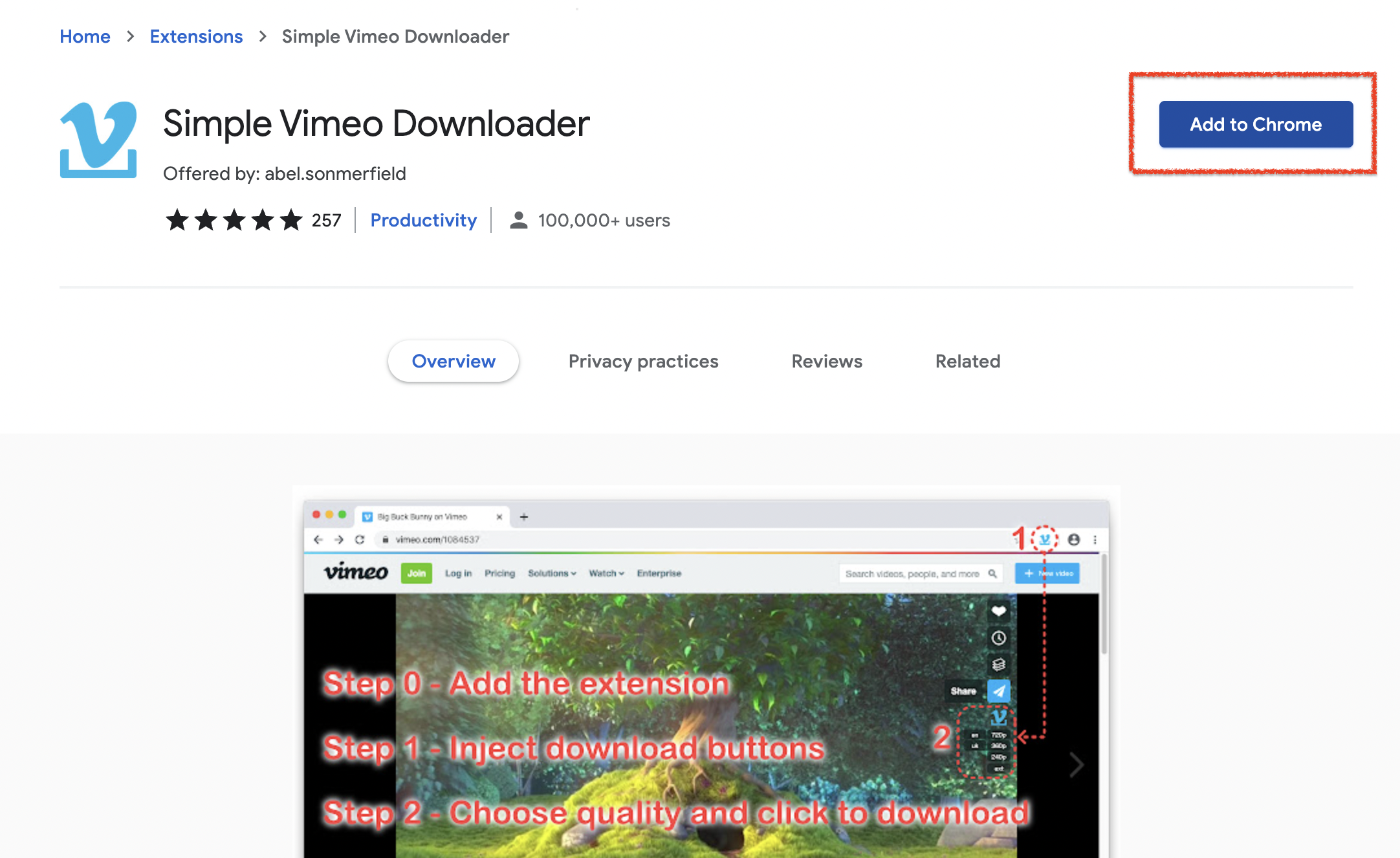 Install Simple Vimeo Downloader 