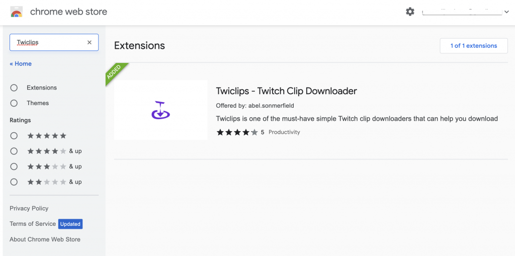 Twiclips at Chrome Web Store