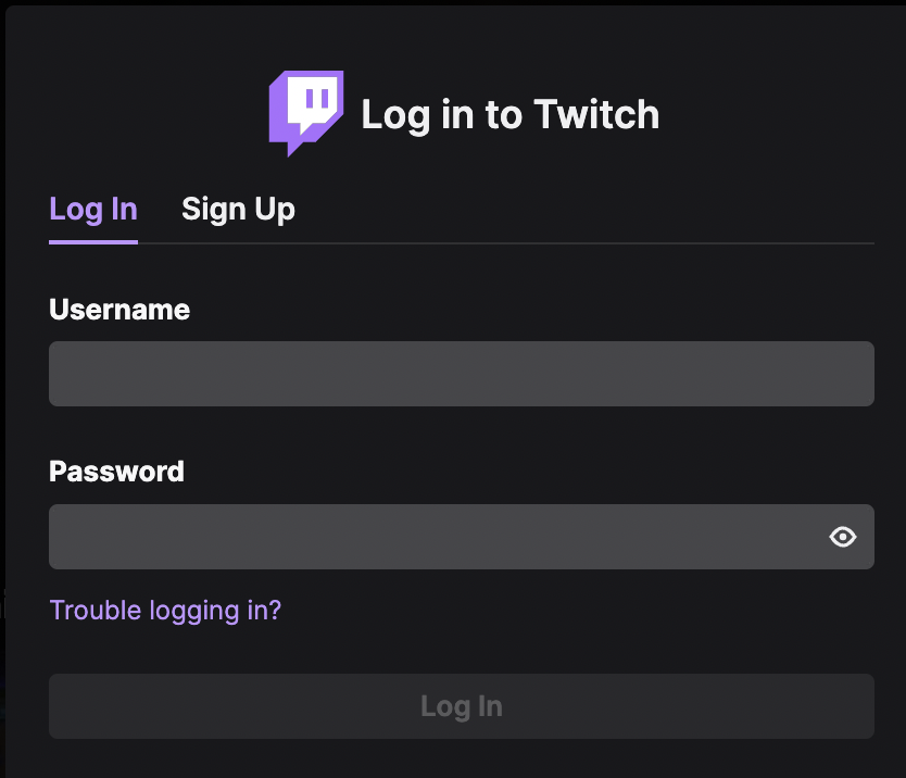 Log in to Twitch