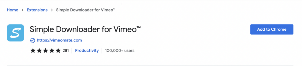 The best Vimeo download extension in Chrome browser