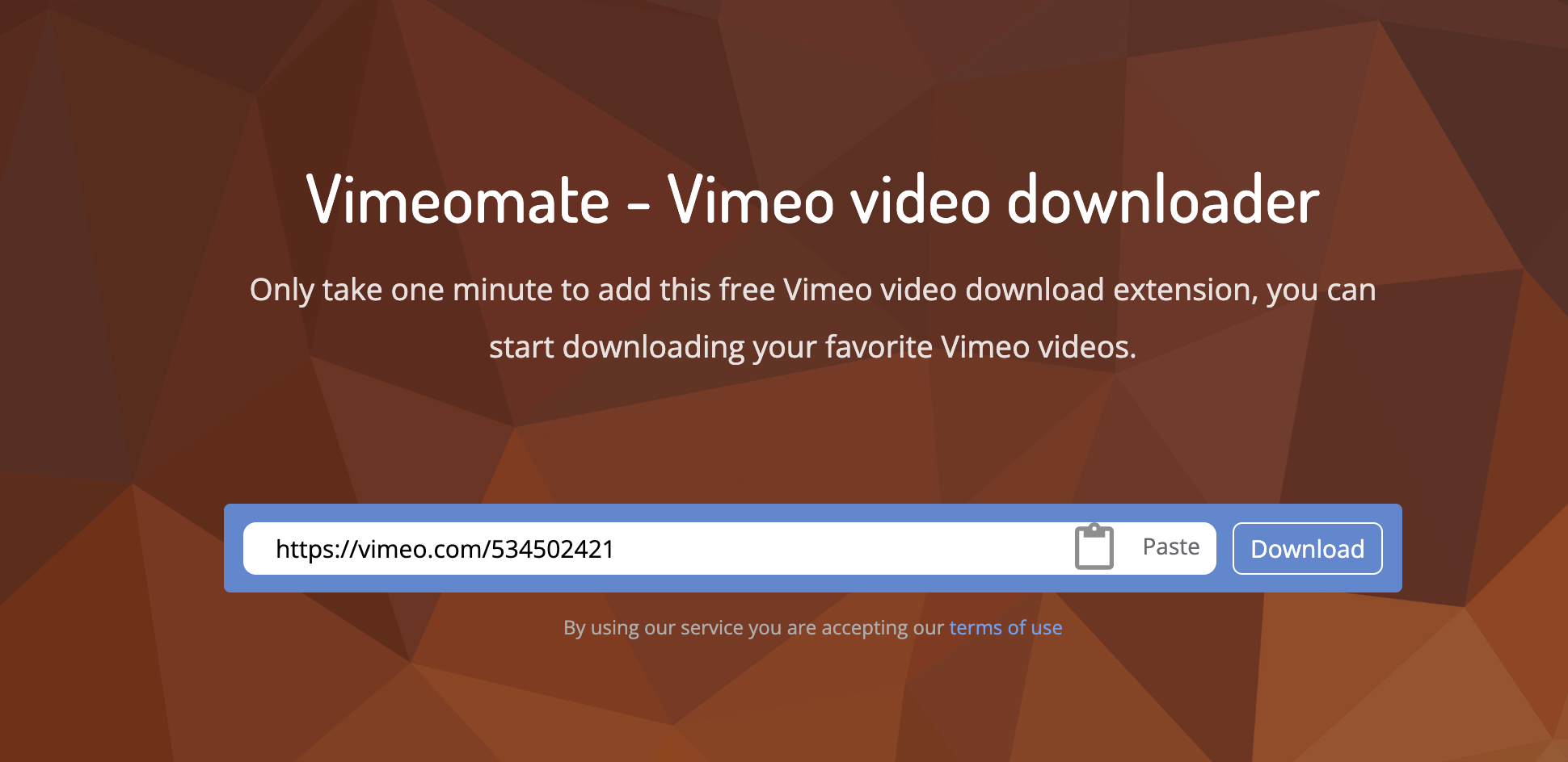 Paso 3 Pegue la URL de la página de video de Vimeo en el cuadro de entrada de Vimeomate;