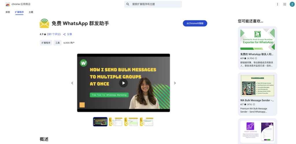 免费 WhatsApp 群发插件